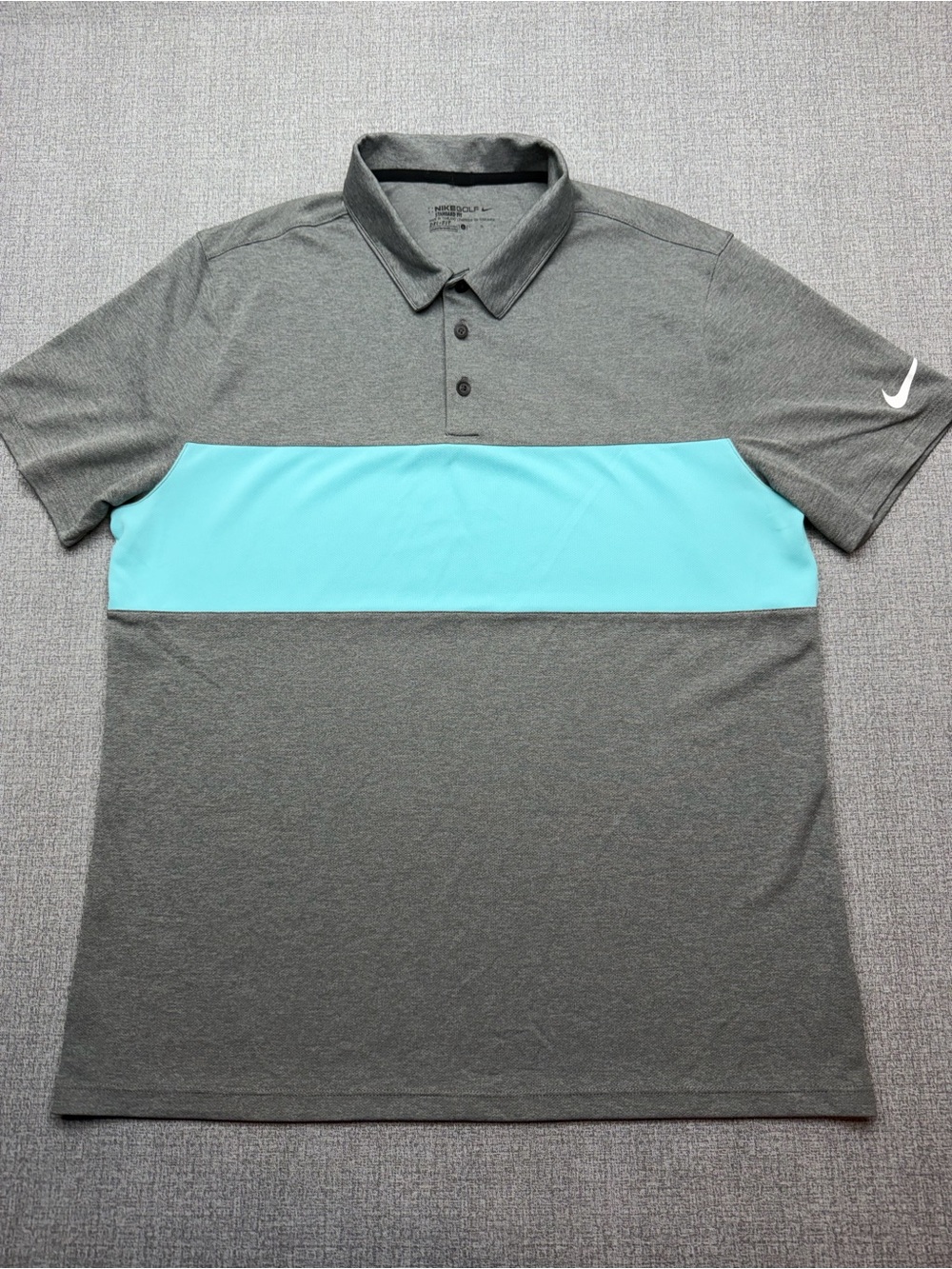 Nike Dri-Fit Colorblock Grey Aqua Golf Polo